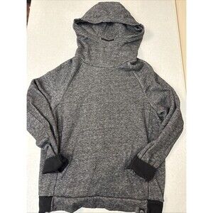 Free People Charcoal Gray Cowl Neck Pullover Hoodie Small Boho Cozy Fall Layer